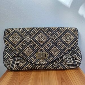 Black and Tan Woven Clutch